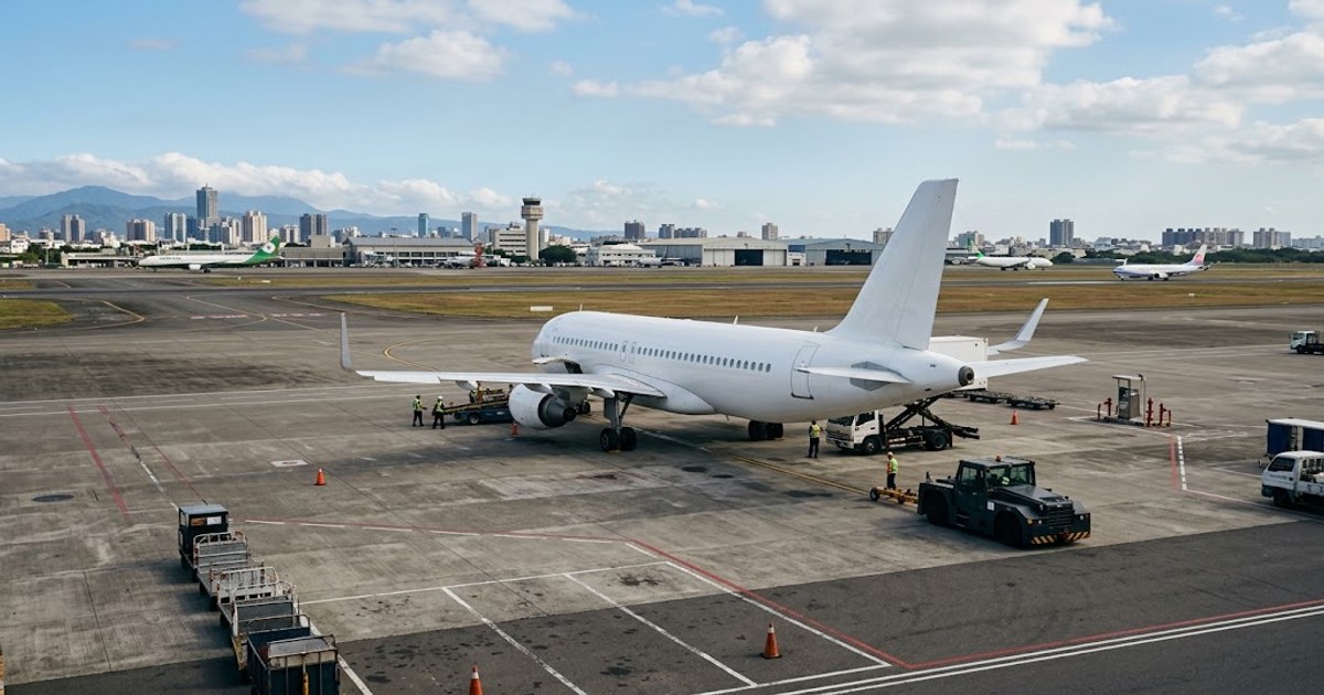 高雄小港機場跑道與客機
