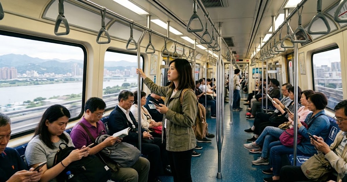 台北捷運車站月台與旅客候車情景