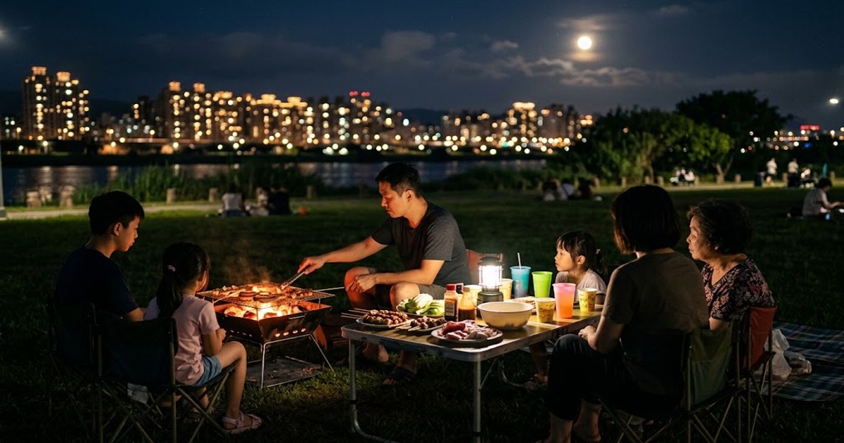 中秋連假出遊：河濱公園烤肉賞月