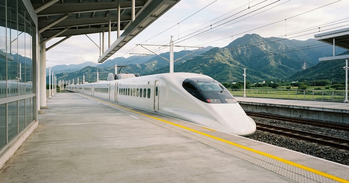高鐵車站月台旅客等候列車的畫面